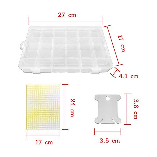 Bobinas para Hilo 100 Piezas & 3 Hojas Pegatina Redonda & Caja de Almacenamiento para Bordar a Punto de Cruz Manualidades Plástico