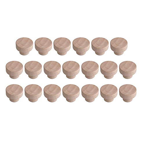 Bocotoer - Pomos Redondos de Madera para Puertas de armarios, 40 mm x 25 mm, 20 Unidades