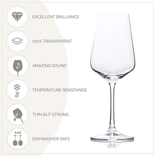 Bohemia Cristal Sandra - Copa de vino (6 unidades, en caja de regalo), capacidad de 350 mililitro, talla única