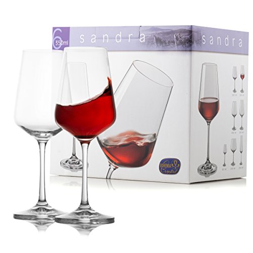 Bohemia Cristal Sandra - Copa de vino (6 unidades, en caja de regalo), capacidad de 350 mililitro, talla única