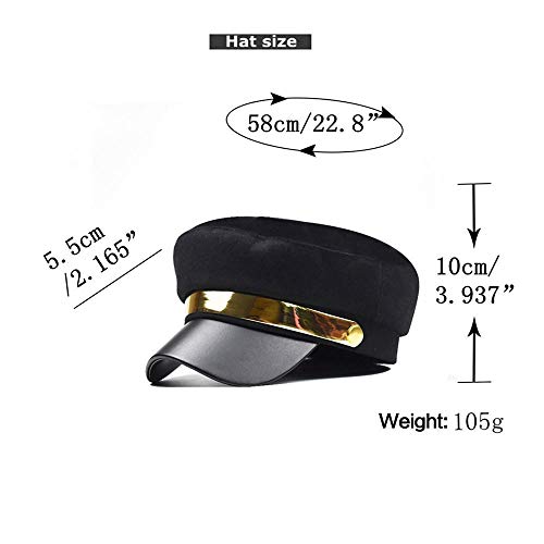 Boinas Otoño Invierno Metal Militar Mujeres Lana Gorra Plana Militar Señoras anís Estrellado Pato Lengua Pintores Gorra Gris