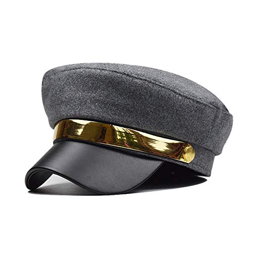 Boinas Otoño Invierno Metal Militar Mujeres Lana Gorra Plana Militar Señoras anís Estrellado Pato Lengua Pintores Gorra Gris