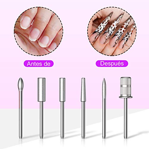 BOIROS Torno para Uñas, Lima de Uñas Profesionales con Set de 11 Tipos de Brocas de Pulido Pedicura, Lima Electrica Uñas de Vlocidad Ajustable para Manicura Pedicura, Set de Manicura para Salón DIY