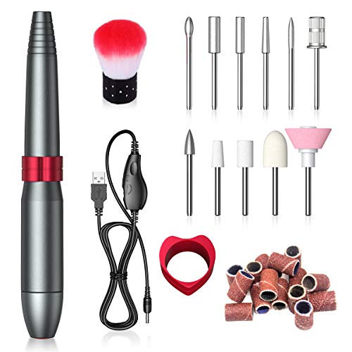 BOIROS Torno para Uñas, Lima de Uñas Profesionales con Set de 11 Tipos de Brocas de Pulido Pedicura, Lima Electrica Uñas de Vlocidad Ajustable para Manicura Pedicura, Set de Manicura para Salón DIY