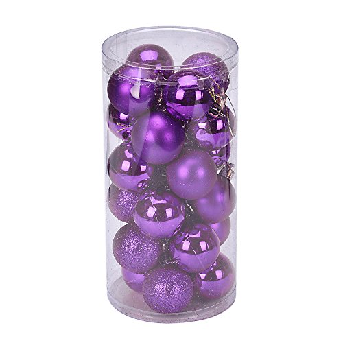 Bola de Adorno STRIR 24 Piezas Bolas brillas Elegantes de Adorno de Decoracion de arbol chucherias de Navidad 40MM (Morado)
