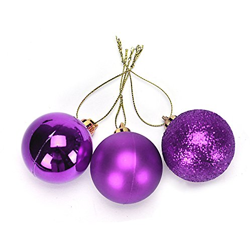 Bola de Adorno STRIR 24 Piezas Bolas brillas Elegantes de Adorno de Decoracion de arbol chucherias de Navidad 40MM (Morado)