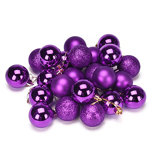 Bola de Adorno STRIR 24 Piezas Bolas brillas Elegantes de Adorno de Decoracion de arbol chucherias de Navidad 40MM (Morado)