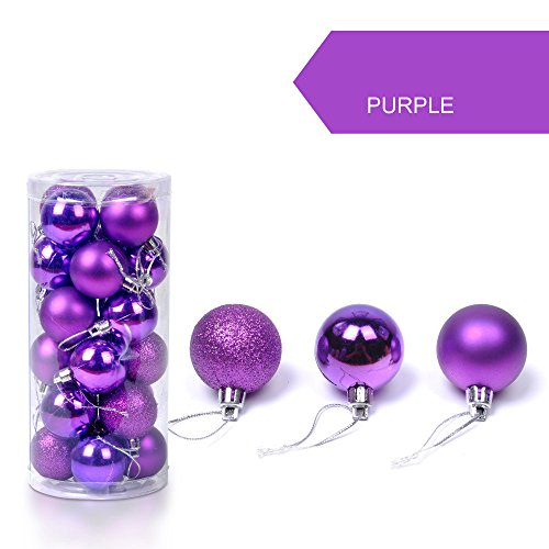 Bola de Adorno STRIR 24 Piezas Bolas brillas Elegantes de Adorno de Decoracion de arbol chucherias de Navidad (Morado)