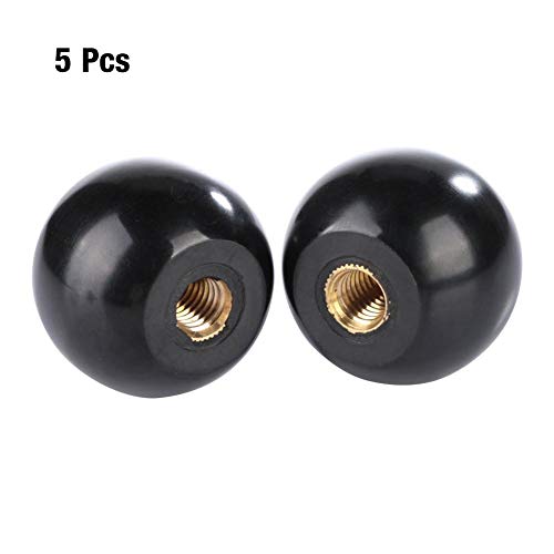 Bola de Baquelita de 5 Piezas, Perilla de Palanca de Baquelita de Bola Redonda Negra M8 * 32 Reemplazo de Máquina Herramienta (Tuerca de Cobre Incrustada)