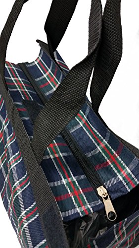 Bolsa de compras ligera plegable con ruedas con bolsillo frontal y cierre de cremallera. Bolsa plegable para carrito (cuadros marinos).