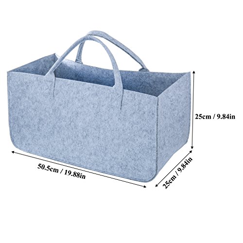 Bolsa de Fieltro, Diealles Chimenea Madera Cesta con Mango para Transportar Madera, Juguetes, Periódicos, Compras, 50 x 25 x 25 cm (Gris)