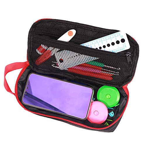 Bolsa de herramientas con asa para lápiz, destornillador, llave inglesa, bolsa de herramientas duradera, estuche portátil para lápices, color negro