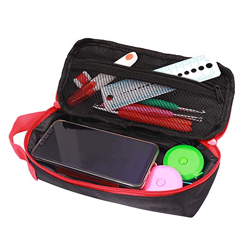 Bolsa de herramientas con asa para lápiz, destornillador, llave inglesa, bolsa de herramientas duradera, estuche portátil para lápices, color negro