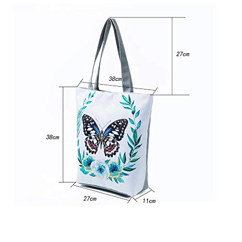 Bolsa De La Compra 1 Uds, Bolso De Playa, Bolso De Mujer, Bolso De Hombro Con Estampado De Mariposa, Bolsos De Lona Para Mujer, Bolsos De Compras Individuales, Bolso De Mano Floral, Bolsa De Almacen
