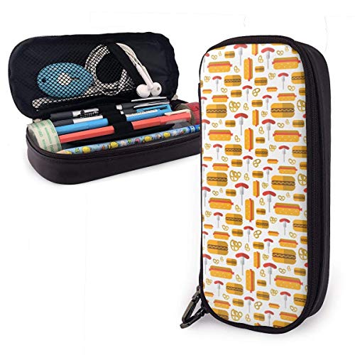 Bolsa de Lápiz，Estuche de lápices de Gran Capacidad Estuche Escolar de Gran Capacidad Hot Dogs Pretzels Patrón de salchichas alemanas