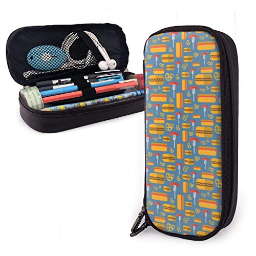Bolsa de Lápiz，Estuche de lápices de Gran Capacidad Estuche Escolar de Gran Capacidad Hot Dogs Pretzels Patrón de salchichas alemanas