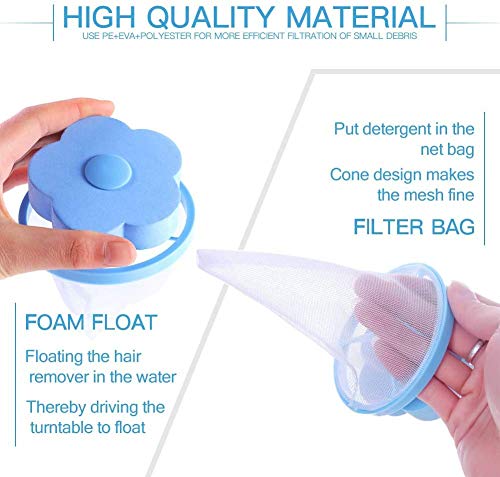 Bolsa de Malla de Pelusa Flotante para Lavadora, Washing Machine Removedor de Cabello- Bolsa de Red de Filtro Bola Anti -Lavadora del Pelo-Floating Dust Hair Filter-Washing Machine Lint Filter Bag