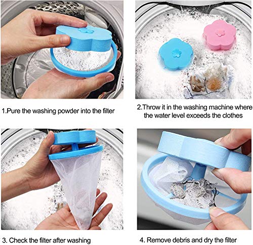 Bolsa de Malla de Pelusa Flotante para Lavadora, Washing Machine Removedor de Cabello- Bolsa de Red de Filtro Bola Anti -Lavadora del Pelo-Floating Dust Hair Filter-Washing Machine Lint Filter Bag