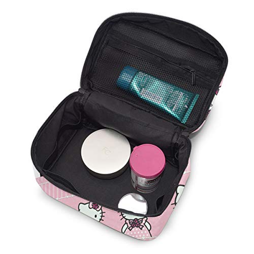 Bolsa de maquillaje, diseño de princesa Hello Kitty, bolsa de cosméticos portátil de viaje, bolsa grande de malla, organizador de brochas de maquillaje, bolsa de aseo para mujeres y niñas