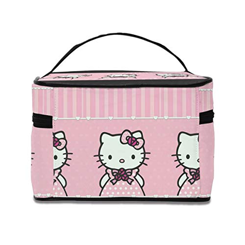 Bolsa de maquillaje, diseño de princesa Hello Kitty, bolsa de cosméticos portátil de viaje, bolsa grande de malla, organizador de brochas de maquillaje, bolsa de aseo para mujeres y niñas