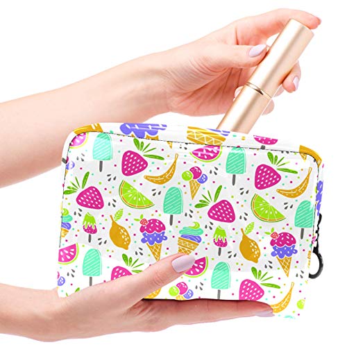 Bolsa de maquillaje portátil con cremallera bolsa de aseo de viaje para las mujeres práctico almacenamiento cosmético bolsa dulce postres helado fruta
