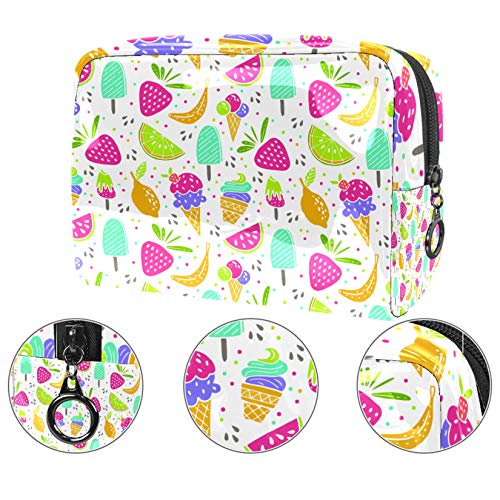 Bolsa de maquillaje portátil con cremallera bolsa de aseo de viaje para las mujeres práctico almacenamiento cosmético bolsa dulce postres helado fruta
