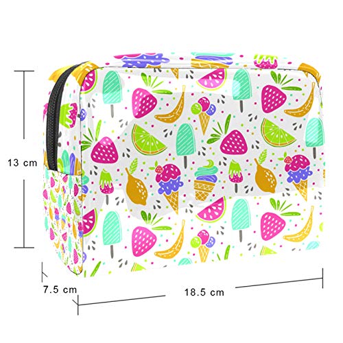 Bolsa de maquillaje portátil con cremallera bolsa de aseo de viaje para las mujeres práctico almacenamiento cosmético bolsa dulce postres helado fruta