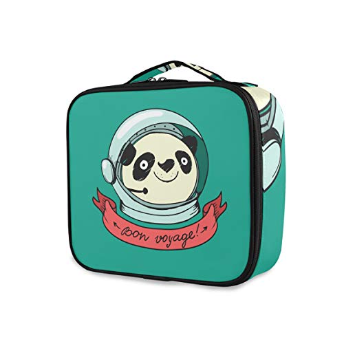 Bolsa de Maquillaje portátil con diseño de Panda Astronauta de Dibujos Animados, Color Verde
