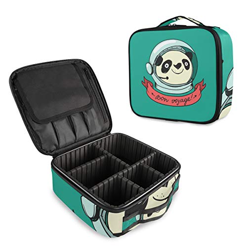 Bolsa de Maquillaje portátil con diseño de Panda Astronauta de Dibujos Animados, Color Verde