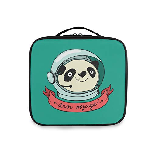 Bolsa de Maquillaje portátil con diseño de Panda Astronauta de Dibujos Animados, Color Verde