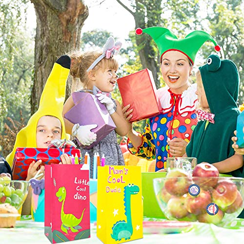 Bolsa de Papel Dinosaurio, BESTZY 40Piezas Bolsa de Regalo de Dinosaurio Bolsa de Dulces con Pegatina Dinosaurio Bolsas de Regalos de Fiesta para Niños Suministros Fiesta de Cumpleaños