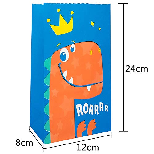 Bolsa de Papel Dinosaurio, BESTZY 40Piezas Bolsa de Regalo de Dinosaurio Bolsa de Dulces con Pegatina Dinosaurio Bolsas de Regalos de Fiesta para Niños Suministros Fiesta de Cumpleaños