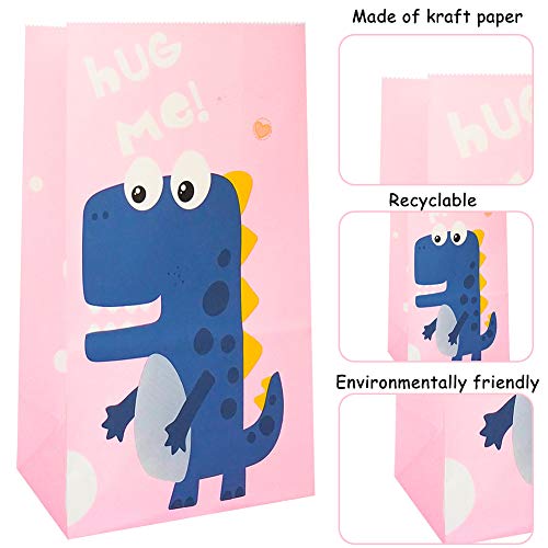 Bolsa de Papel Dinosaurio, BESTZY 40Piezas Bolsa de Regalo de Dinosaurio Bolsa de Dulces con Pegatina Dinosaurio Bolsas de Regalos de Fiesta para Niños Suministros Fiesta de Cumpleaños