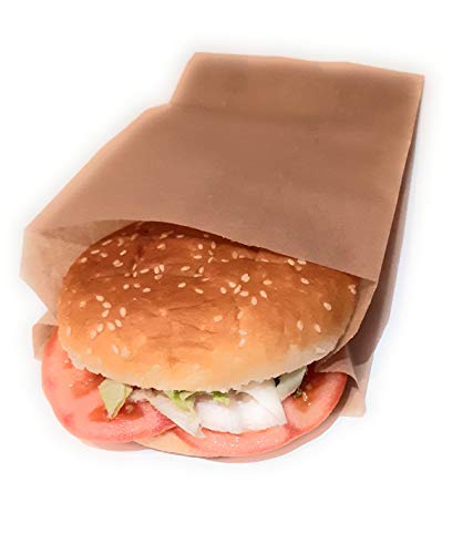 Bolsa de papel kraft antigrasa 14x24 cm para alimentación, hamburguesa,kebab, sandwich (250 uds)