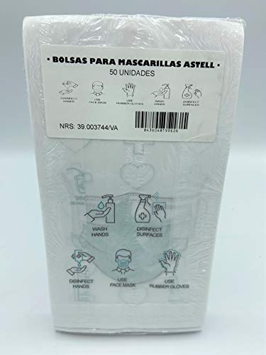 BOLSA DE PAPEL PORTA MASCARILLAS PARA GUARDAR DE FORMA HIGIENICA Y SEGURA LAS MASCARILLAS CAJA 1000 UND 20 PACK DE 50 UND