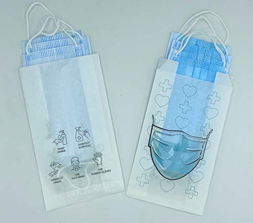 BOLSA DE PAPEL PORTA MASCARILLAS PARA GUARDAR DE FORMA HIGIENICA Y SEGURA LAS MASCARILLAS CAJA 1000 UND 20 PACK DE 50 UND