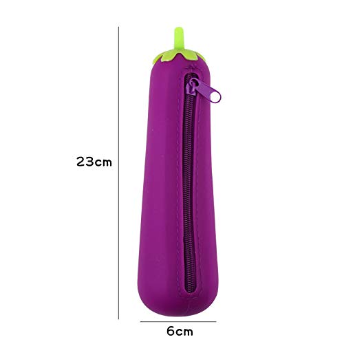 Bolsa de silicona para bolígrafos de verduras, color morado 23 x 6cm