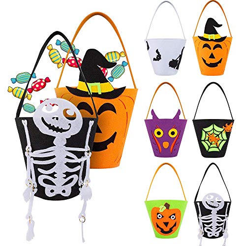 Bolsa de Truco o Trato de Halloween de 6 Piezas, Bolsa de Asas portátil paraDulces, Suministros de Fiesta de Halloween no tóxicos para niños, niños y niñas