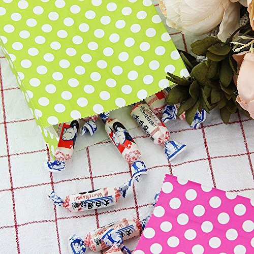 Bolsa Papel Regalo con Pegatina Gracias, Kbnian 4 Colores y 36pcs Pegatina, 24pcs Bolsas Lunares y 36pcs Pegatina, Bolsas Papel Regalo, Utilizar para Recuerdo/Golosinas/Galletas/Nueces/Chocolates