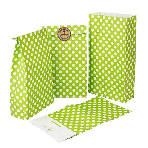 Bolsa Papel Regalo con Pegatina Gracias, Kbnian 4 Colores y 36pcs Pegatina, 24pcs Bolsas Lunares y 36pcs Pegatina, Bolsas Papel Regalo, Utilizar para Recuerdo/Golosinas/Galletas/Nueces/Chocolates