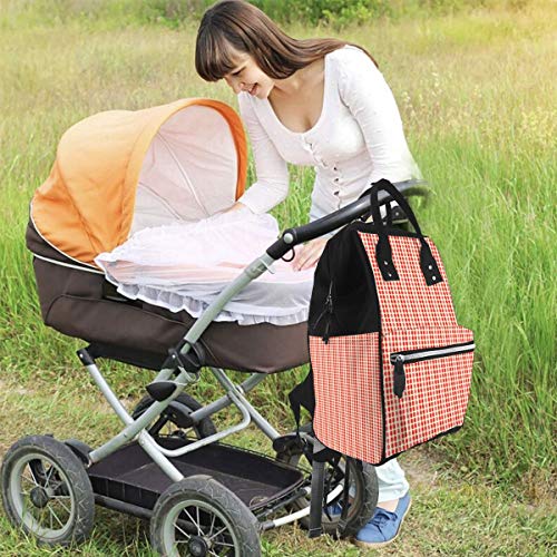Bolsa para Cambiar Al Bebé Bolsa para Cambiar Pañales Mochila Gran Capacidad Impermeable Mochila para El Cuidado Del Bebé Pequeños puntos verticales rosados ​​rojos