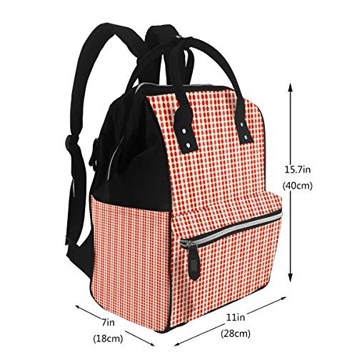 Bolsa para Cambiar Al Bebé Bolsa para Cambiar Pañales Mochila Gran Capacidad Impermeable Mochila para El Cuidado Del Bebé Pequeños puntos verticales rosados ​​rojos