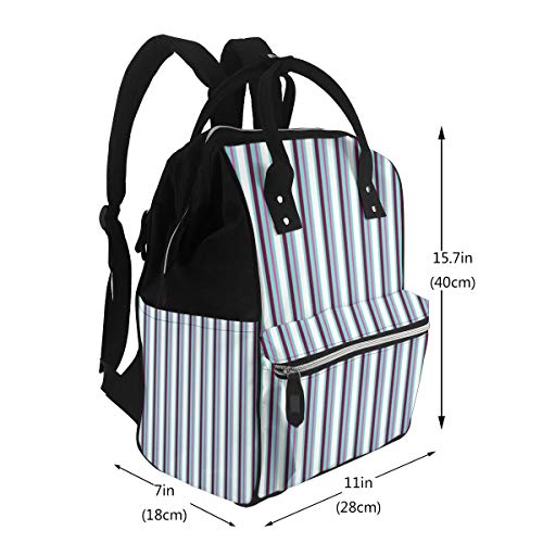 Bolsa para Cambiar Al Bebé Bolsa para Cambiar Pañales Mochila Gran Capacidad Impermeable Mochila para El Cuidado Del Bebé Rayas verticales blancas rosa verde azulado