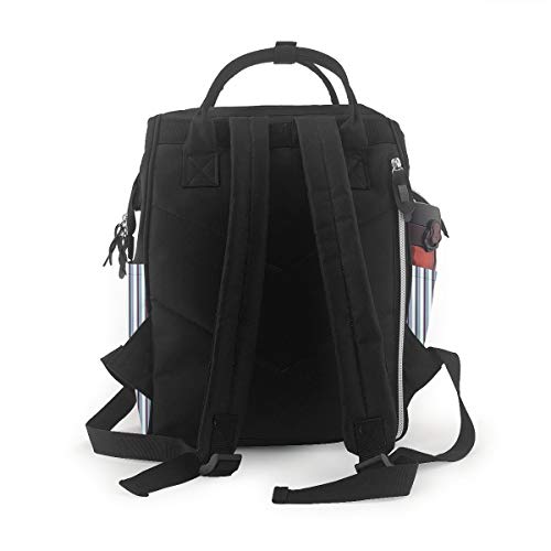 Bolsa para Cambiar Al Bebé Bolsa para Cambiar Pañales Mochila Gran Capacidad Impermeable Mochila para El Cuidado Del Bebé Rayas verticales blancas rosa verde azulado