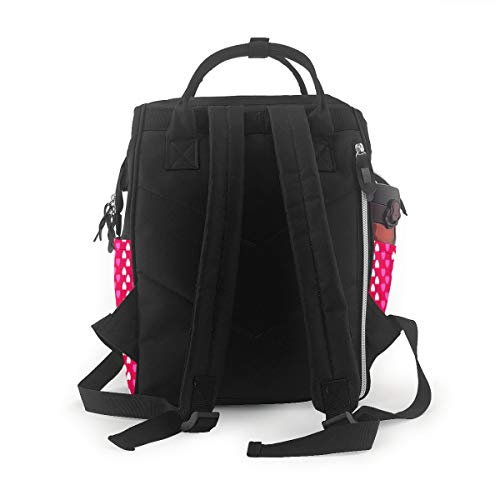 Bolsa para Cambiar Al Bebé Bolsa para Cambiar Pañales Mochila Gran Capacidad Impermeable Mochila para El Cuidado Del Bebé Tiras verticales de corazón de amor rosa blanco