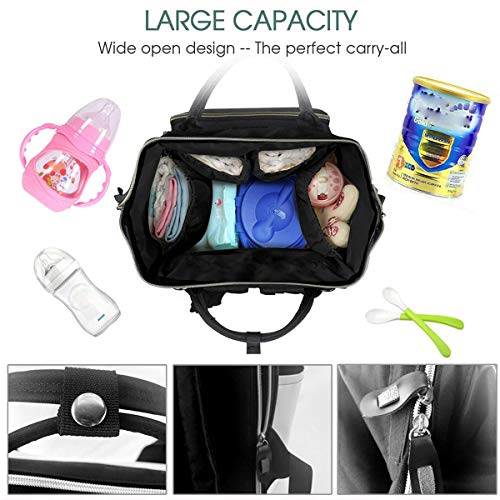 Bolsa para Cambiar Al Bebé Bolsa para Cambiar Pañales Mochila Gran Capacidad Impermeable Mochila para El Cuidado Del Bebé Tiras verticales de corazón de amor rosa blanco