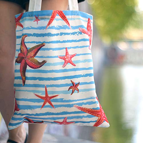 Bolsa tote de tela ESTRELLAS DE MAR. Bandolera multiusos. Nacnic. Bolso de mano. Bolsa tote reutilizable.