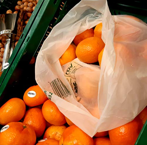 Bolsas Biodegradables y Compostables Fondo de Estrella de 34X40cm Rollo con 400 Bolsas,certificadas TUV Austria Conforme EN13432 y Fabricadas en la Unión Europea