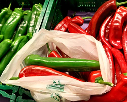Bolsas Biodegradables y Compostables Fondo de Estrella de 34X40cm Rollo con 400 Bolsas,certificadas TUV Austria Conforme EN13432 y Fabricadas en la Unión Europea