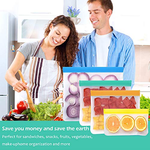 Bolsas de almacenamiento de alimentos reutilizables, de fugas extra gruesa libre de,bolsa de almuerzo Ziplock para alimentos para niños, viajes, organización de cocina casera, 3 tipos (12 piezas)